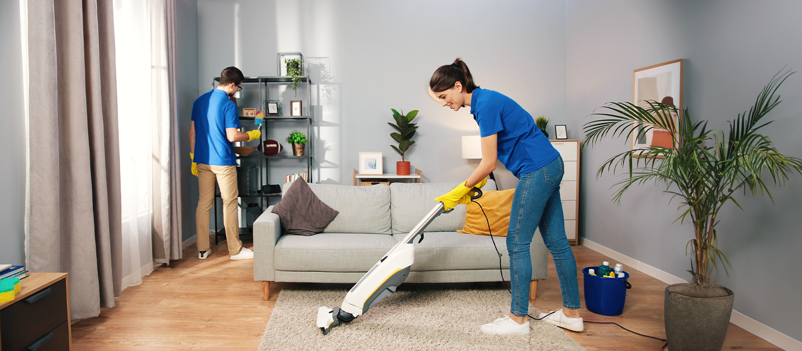 Cleaning team at work